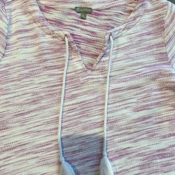 T by Talbots women's MP pink & white Top Beach Shrug Sweater - Picture 3 of 7